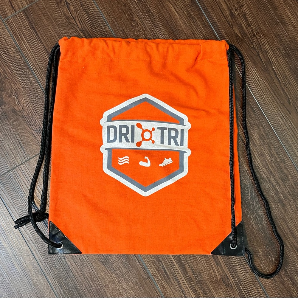 DRI TRI OTF Orange Theory Fitness drawstring backpack/bag. Orange.